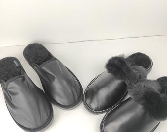 Fur slippers,sheepskin slippers,leather slippers,fur slippers for couple