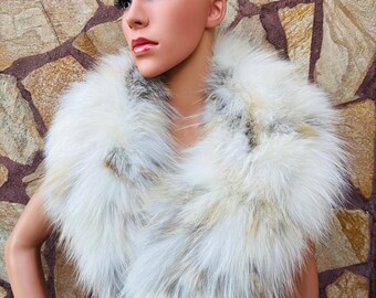 GORGEOUS Golden FOX FUR Collar • Real Fur Collar • Real Fur Scarf • Fur Wrap • Fur Shawl