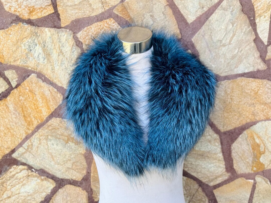 Buy LUXURY Real Fox Pelt Fur Collar • Genuine Fur Collar Blue Black ...