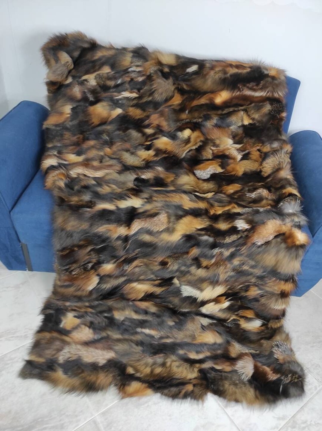 Real Fox Fur Blanket Throw Housewarming Gift Sofa Cover N Etsy