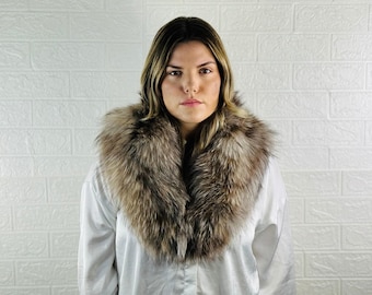 GORGEOUS Crystal FOX FUR Collar • Real Fur Collar • Real Fur Scarf • Fur Wrap • Fur Shawl