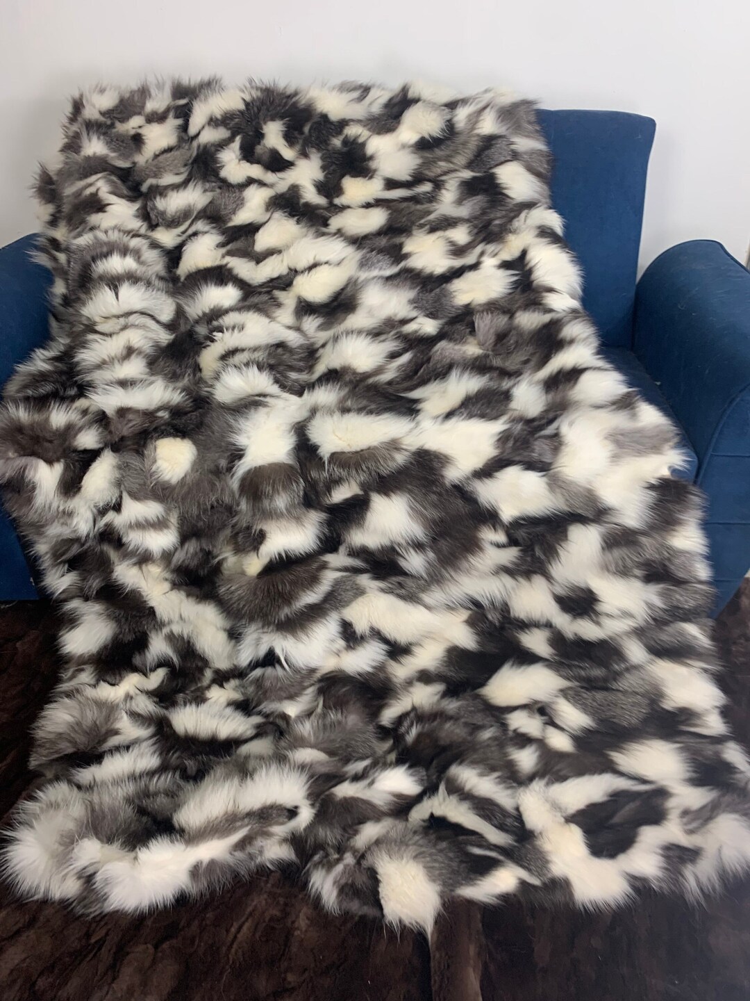Real Fox Fur Blanket Throw Housewarming Gift Sofa Cover N Etsy