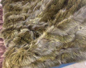 Real Green Fur Blanket • Personalized Fox Fur Blanket Throw • Handmade Genuine Fur Blanket • Fur Bedspread n Sofa Cover
