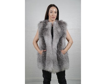 Fox fur frost natural vest jacket for women personalized stylish winter fur fashion