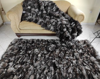 Real Fur Blanket • Personalized Fox Fur Blanket Throw • Handmade Genuine Fur Blanket • Fur Bedspread n Sofa Cover