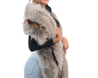 Real Fox Fur Collar Scarf for Women • Vintage Fur Cape Wrap • Fur Stole Accessory Gift for her