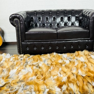 EXCLUSIVE Real FOX FUR Throw Blanket • Large fur Area Rug  • Genuine Fur Rug  • Ethically and Organic Farmed Fox Fur  • Scandinavian Decor