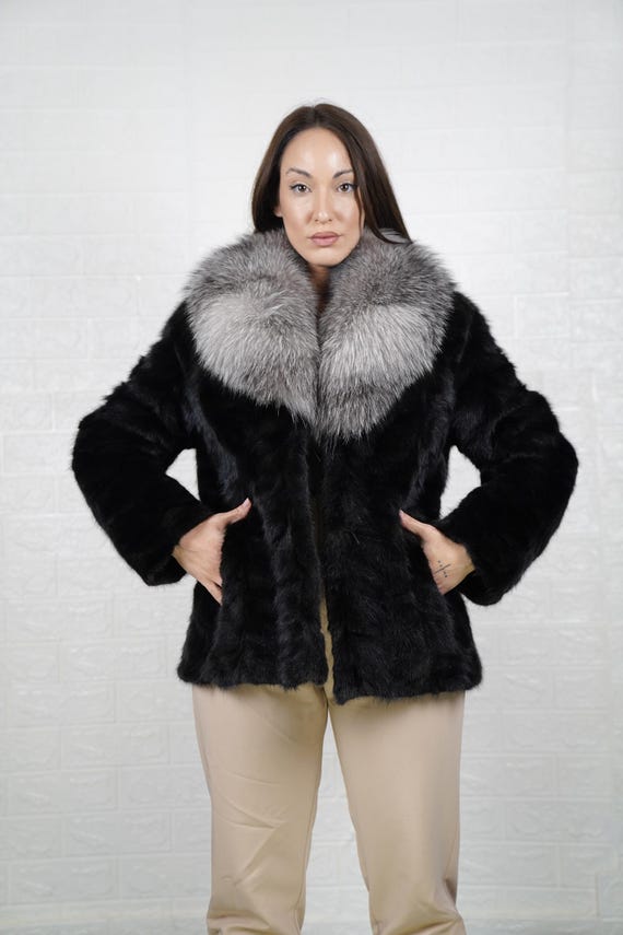Elegant Black Real Mink Fur Collar. s-l400.jpg main image 4