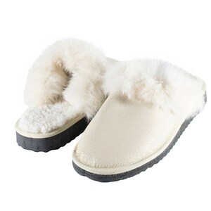 Fur Sheepskin Leather Slippers Beige for Women • Cozy Warm House Wool Slippers  •  Handmade genuine leather slippers