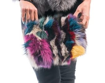 Fur bags, fur shoulder bag , multicolor fur bag