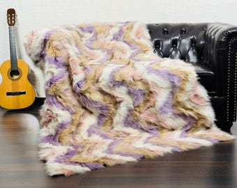Luxurious Real FOX Fur Blanket Throw Colorful- Personalized Handcrafted Warmth for Home Decor - Organically and Ethically Farmed Fox Fur