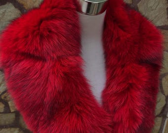 Luxury red fox fur collar scarf warm fluffy fur wrap detachable soft fur stole
