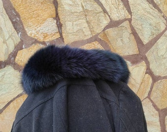 Fur trim for hood, blue fox fur collar, fur collar
