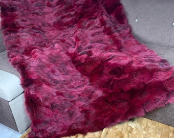 Real Purple Fur Blanket • Personalized Fox Fur Blanket Throw • Handmade Genuine Fur Blanket • Fur Bedspread n Sofa Cover