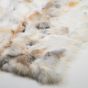 Real Golden Fur Blanket • Personalized Fox Fur Blanket Throw • Handmade Genuine Fur Blanket • Fur Bedspread n Sofa Cover