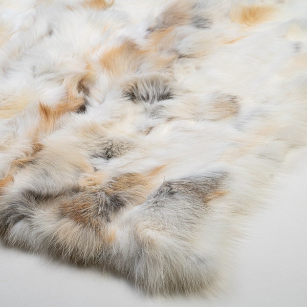 Real Golden Fur Blanket • Personalized Fox Fur Blanket Throw • Handmade Genuine Fur Blanket • Fur Bedspread n Sofa Cover