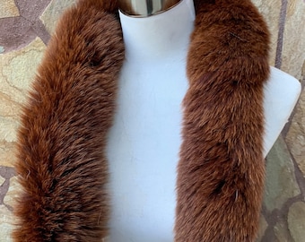 Brown Fur trim for hood • Fur Scarf for Women • Fox Fur Collar Scarf •  Fur Trim for Jacket