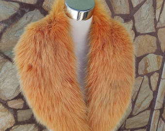 Orange Fur Collar • Real Fox Fur Collar • Real Fur Scarf • Fur Wrap • Fur Shawl