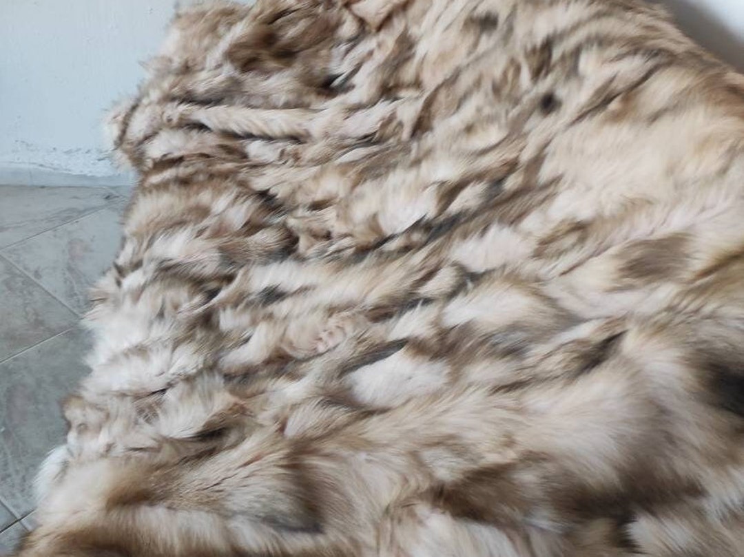 Real Fur Blanket Personalized Fox Fur Blanket Throw Handmade Genuine