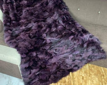 Real Purple Fur Blanket • Personalized Fox Fur Blanket Throw • Handmade Genuine Fur Blanket • Fur Bedspread n Sofa Cover