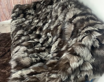 Real Silver Fur Blanket • Personalized Fox Fur Blanket Throw • Handmade Genuine Fur Blanket • Fur Bedspread n Sofa Cover