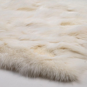 Luxurious fox fur real throw blanket off white natural, plush bedspread & fox fur rug for living room and bed decor, housewarming gift