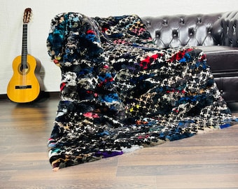Unique Rex Rabbit Fur Blanket Throw Colorful Puzzle • Personalized Handmade Fur Sofa Cover n Bedspread • Vintage Rabbit fur Throw Blanket