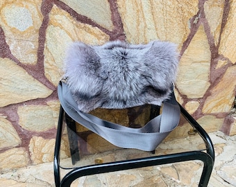 ELEGANT Frost Natural Fox Fur Bag - Handcrafted Fashion Accessory - Elegant & Soft Fur Handbag