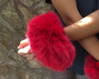 Fur cuffs, fur cuffs for wrists, fox fur cuffs