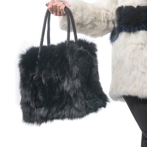 Fur bags, fur shoulder bag , fur bag black