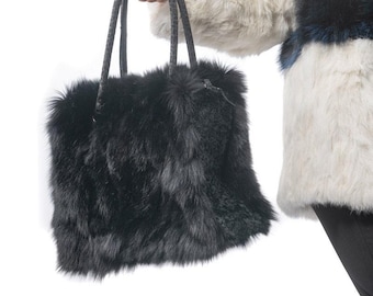 Fur bags, fur shoulder bag , fur bag black