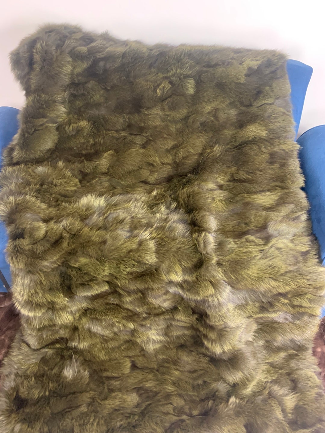 Real Fox Fur Blanket California King Green Fur Blanket Etsy