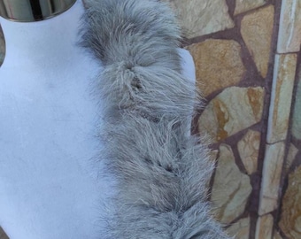 Fur trim for hood, grey fox fur collar, fur collar