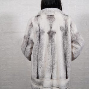 Back view natural black cross mink long overcoat genuine fur premium satin lining handmade women winter coat