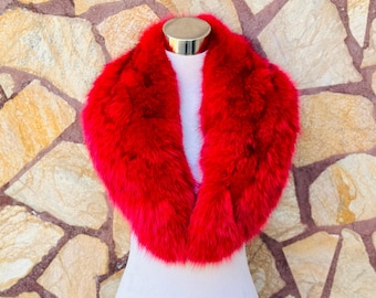 GORGEOUS Red FOX FUR Collar • Real Fur Collar • Real Fur Scarf • Fur Wrap • Fur Shawl