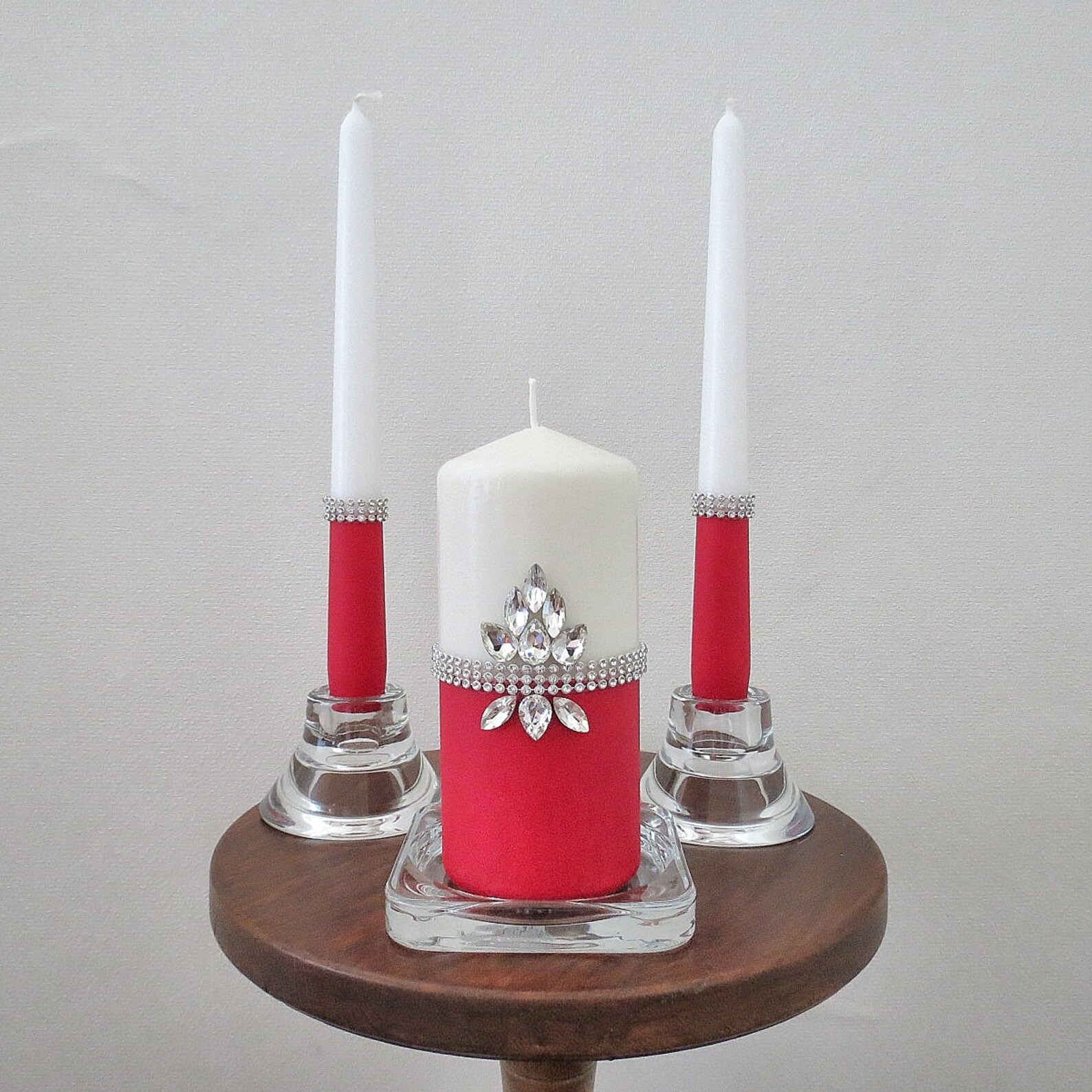 Emerald green unity candle set with holders for wedding Etsy