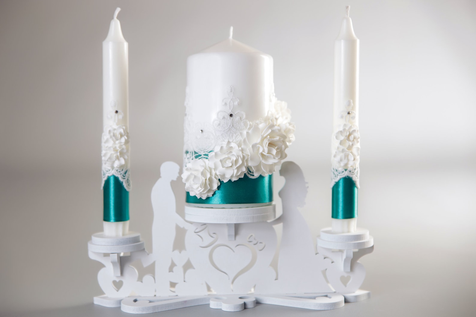 Wedding Unity Candle Set With Holder for Ceremony Flower Fancy - Etsy