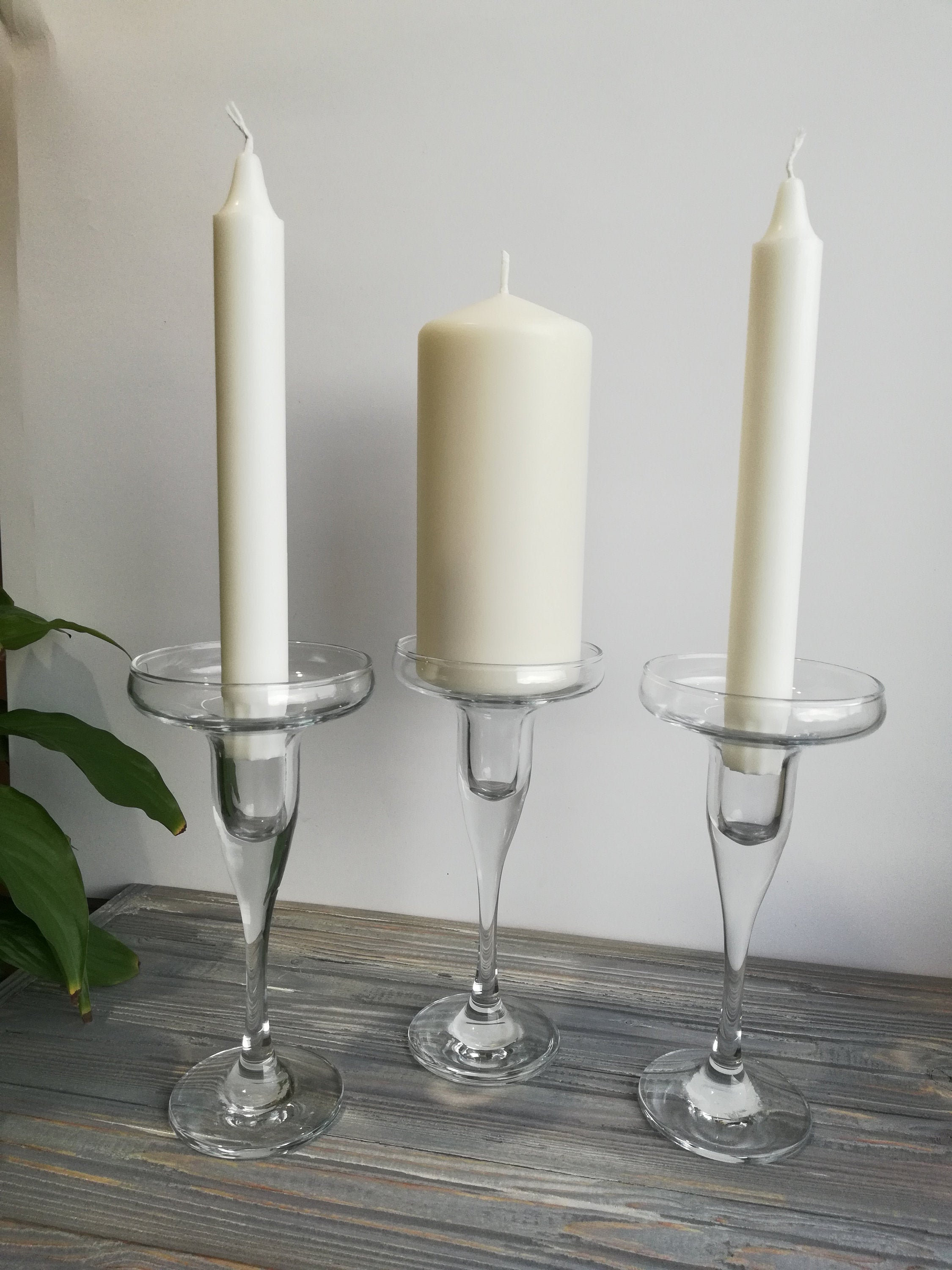 Unity candle holder glass for Pillar and taper couple candle Etsy