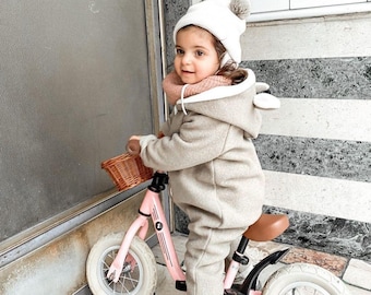 Wool walk suit overall with fleece for babies & children | Baby shower gift | Suit overall with bear ears