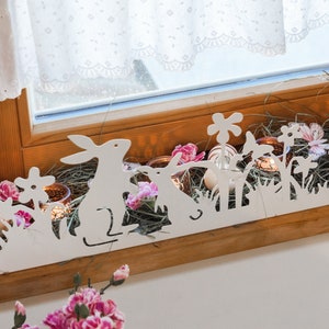 Window sill decoration spring Easter | Decorative strip metal white | Spring decoration | Easter decoration | Spring decoration | Country house decoration | Easter landscape