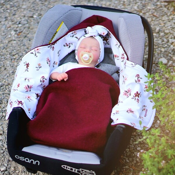 Couverture de promenade en laine pour siège bébé Maxi Cosi | Sac à dos | Couverture de marche | Couverture enveloppante | couverture de poussette | Sac de marche en laine | Idée cadeau bébé