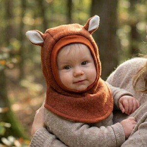 Schlupfmütze Fuchs Wollwalk | Schlupfmütze Baby Kind | Warme Mütze | Wollmütze | Winter Mütze | Gefütterte Mütze Baby Kind | Geschenkidee