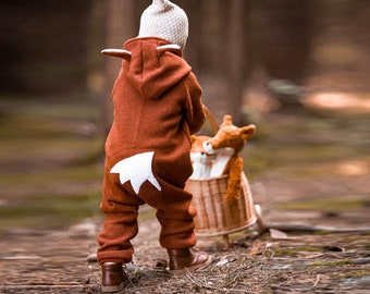 Wool walk overall fox for babies & children | Baby Shower Gift | Whale suit fox | Walkoverall fox | Lined wool walk suit | Gift