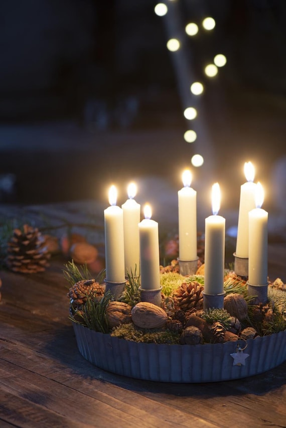 Decoratieve met kaarsen Adventskrans - Etsy België