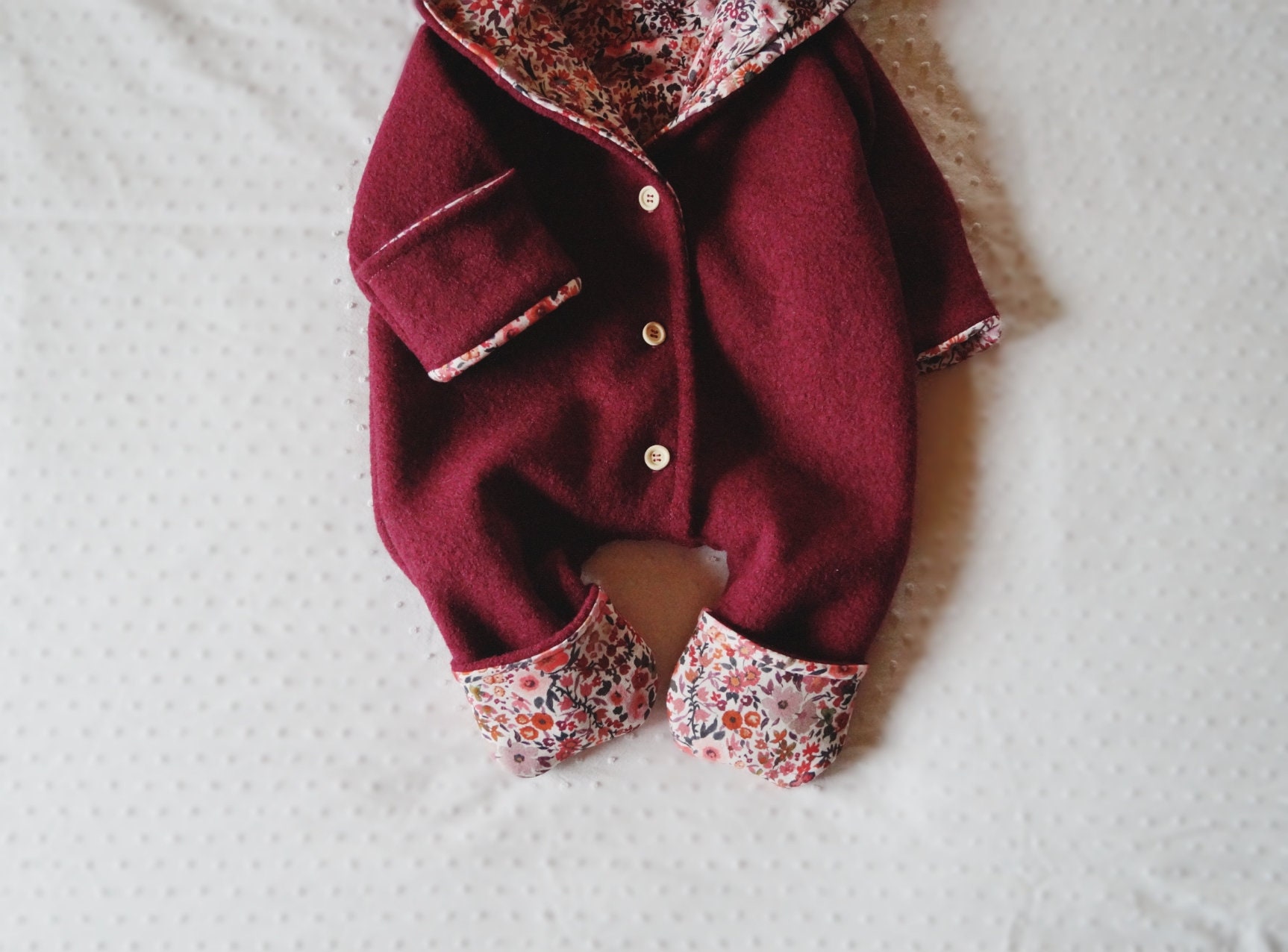 Walk overall with custom turn-up cuffs | Walk overall with fold-over cuffs | Walk suit | Walk one-piece | Baby shower gift