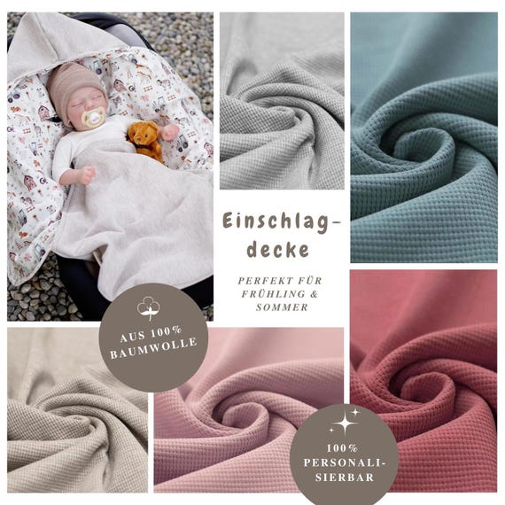 Leichte Einschlagdecke Babyschale | Waffelstrick Einschlagdecke | Decke Maxi Cosi | Frühling | Sommer | Baby Shower Geschenk | Leichte Decke