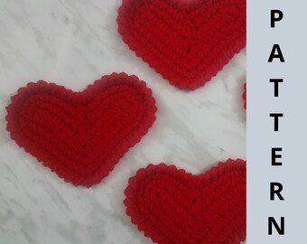 Easy Crochet Heart Coasters Pattern for Valentines Day, Crochet Valentines Day Heart Coasters Pattern for Home Decor