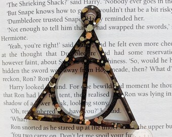 Resin Deathly hallows bookmark and keychain