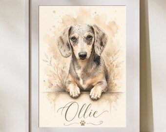 Custom Watercolour Pet Portrait, Personalised Dog Illustration, Luxury Sketch Print, Digital Artwork