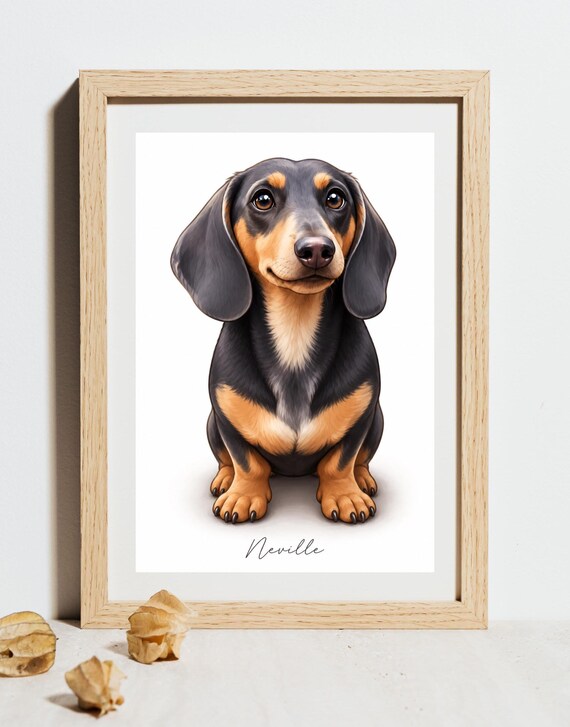 Custom Cartoon Pet Portrait, Personalised Luxury Dog Illustration, Memorial Gift, Digital Pet Artwork
